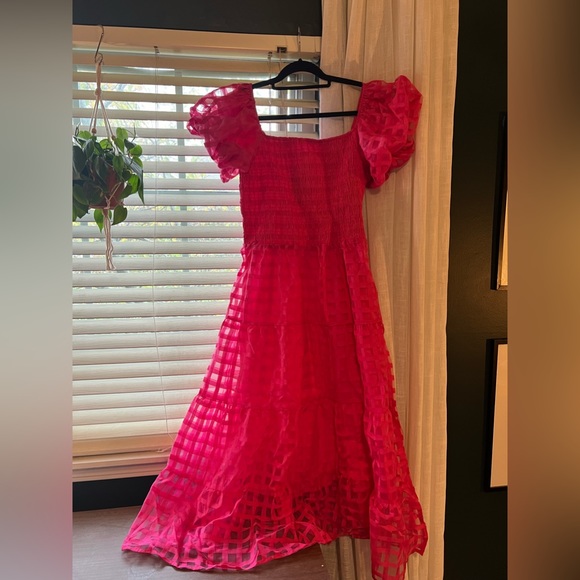Hot Pink Off The Shoulder Dress - Picture 4 of 5